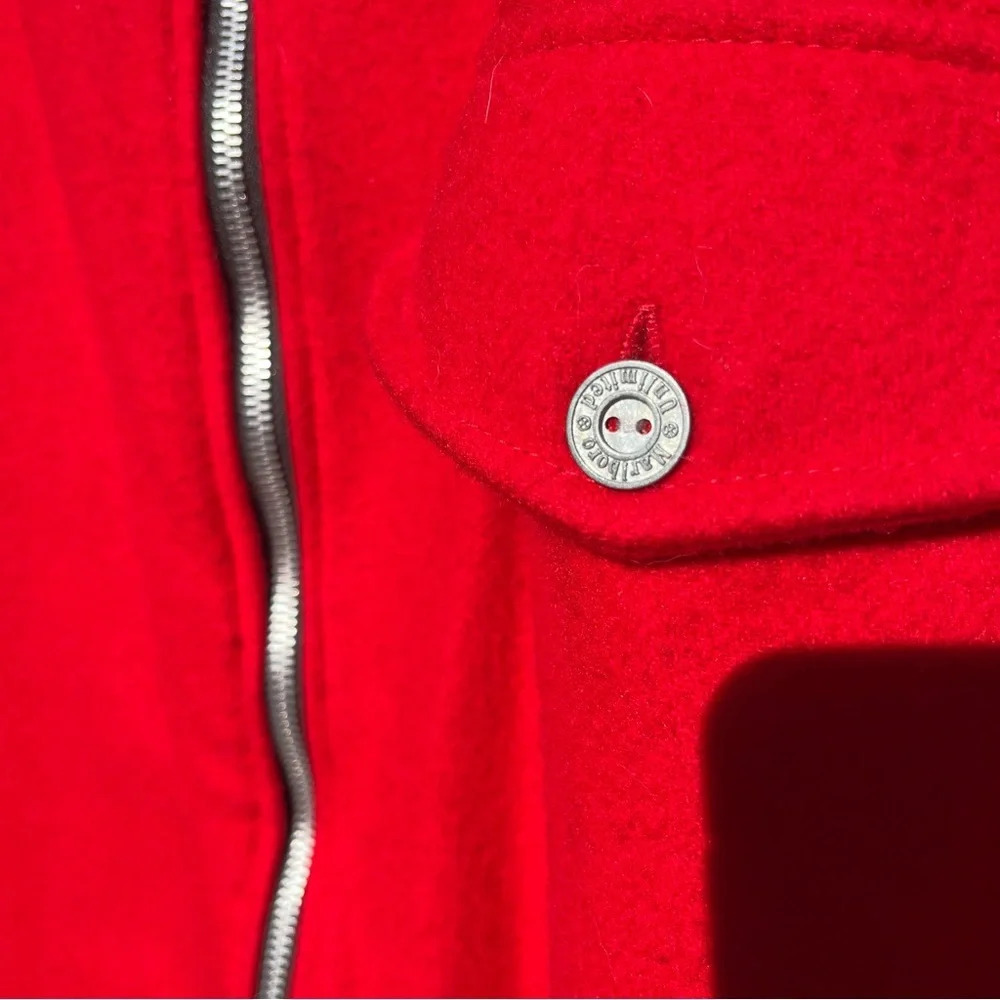 MARLBORO ~ Reversible Wool Men’s Red and Black Zip Jacket with Logo and Pockets - Picture 12 of 15